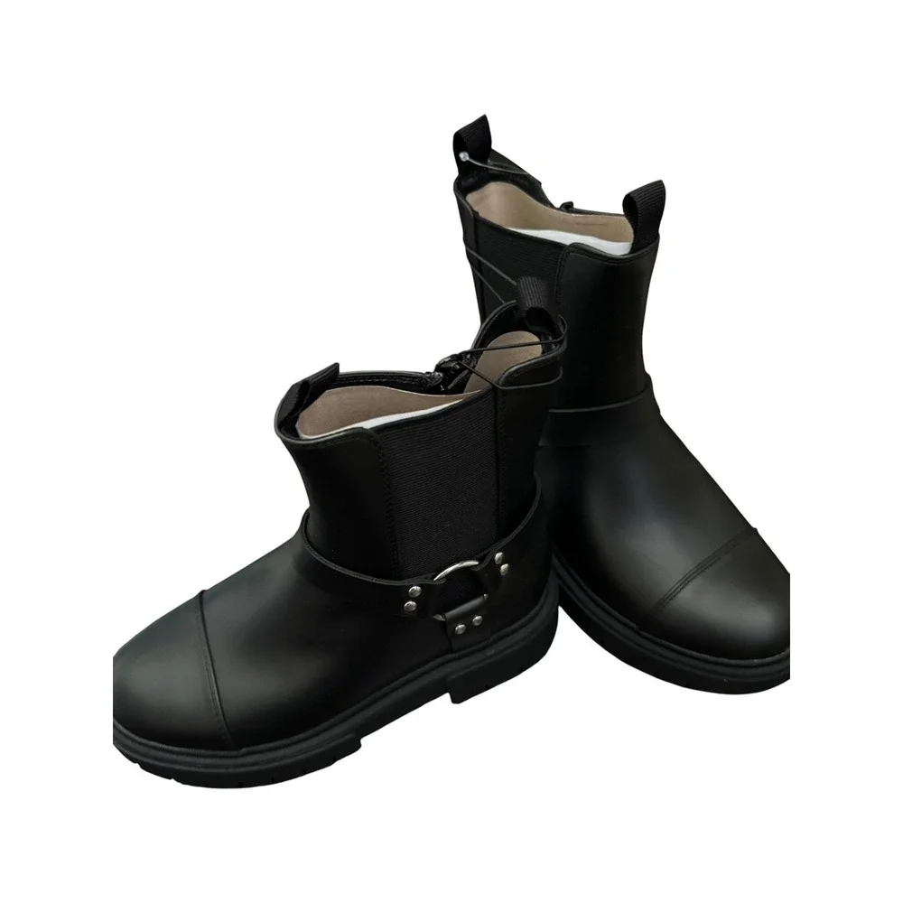 Art Class Crosby Black Harness Boots Girls Size 4 Lug Sole Ankle Booties NEW